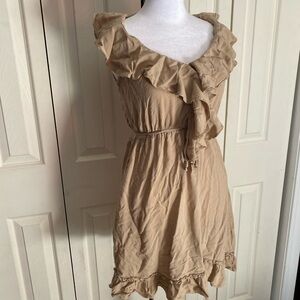 Body Central Tan Sundress with Ruffled Smocked Details